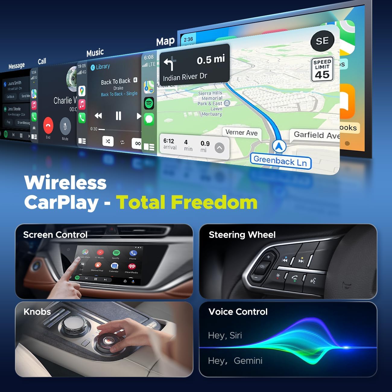 LAMTTO Wireless CarPlay Adapter with Gemini AI, 4GB+32GB Magic Box with Full Google Play Access—Download Streaming Apps, Games, Support Android Auto, OTA, HDMI, Airplay, USB Drive Media Playback