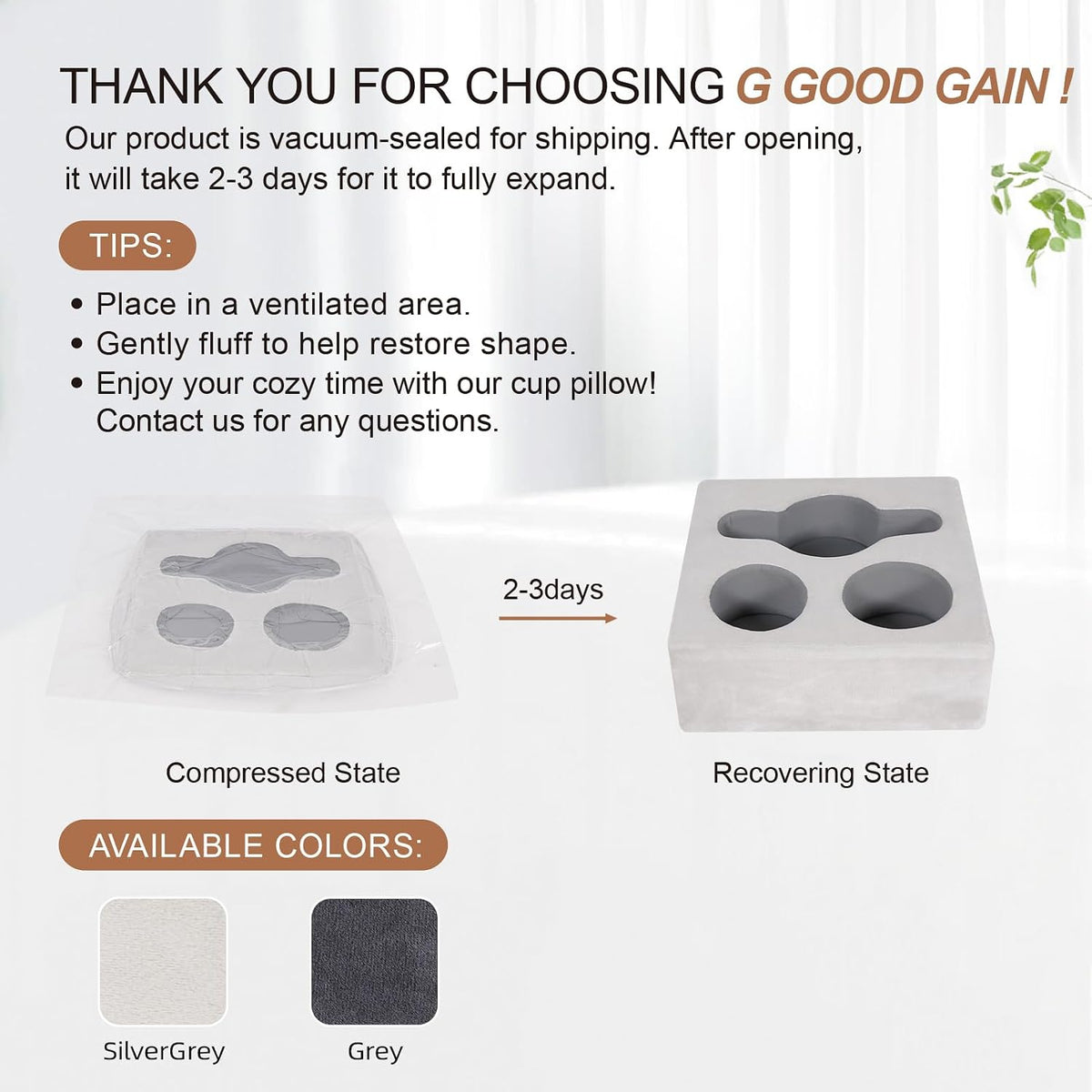G GOOD GAIN Couch Cup Holder Pillow, Spill-Proof Sofa Drink Cup Holder & Multi-Use Organizer for Sofa, Bed, Car, Beach - Holds Mugs, Phone, Snacks, Remote Control, KeepTemp Design (Grey)