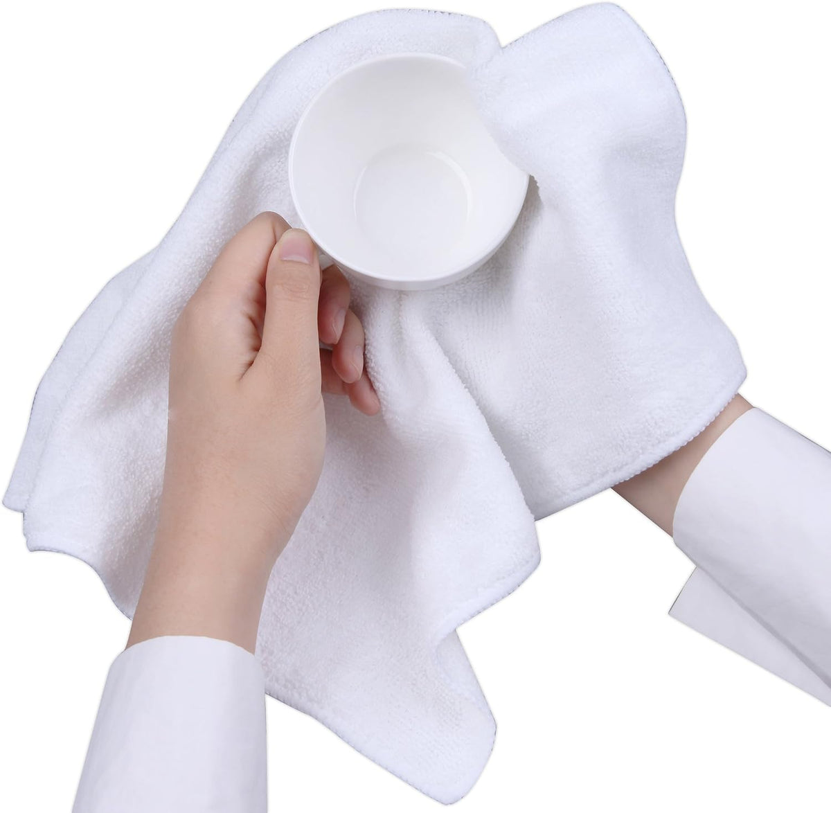 CARTMAN 16x24 Inch 12 Pack 350GSM Microfiber Cleaning Cloths, White