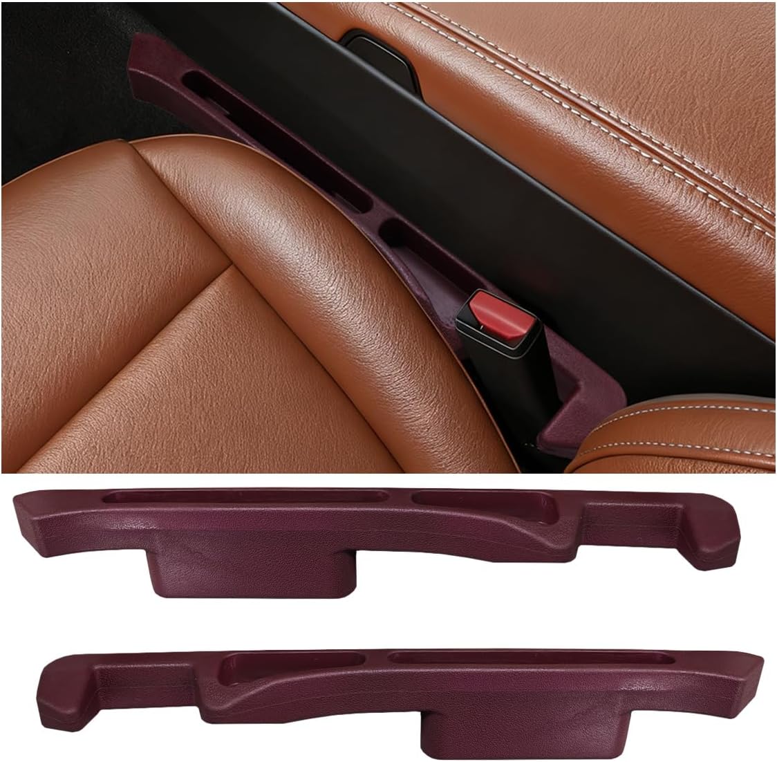 2PCS Car Seat Gap Filler Organizer, Multifunctional Car Gap Stopper Between Seat & Console Prevent Things Drop, Universal Vehicle Interior Phone Holder Accessories for SUVs Trucks (Black)