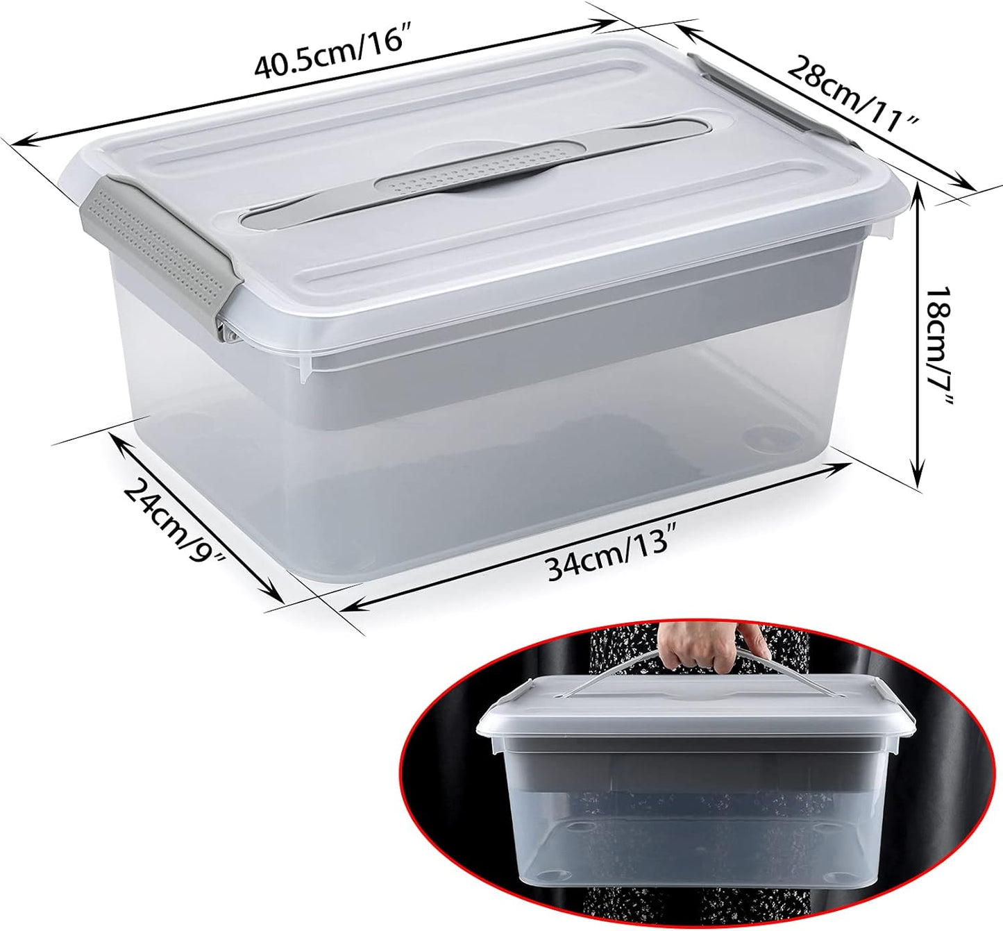 BTSKY Stack & Carry Box, Clear Plastic Storage Container Stackable Home Utility Box with Removable Tray Multi-Purpose Storage Bin for Organizing Stationery, Sewing, Art Craft Supplies(Grey)