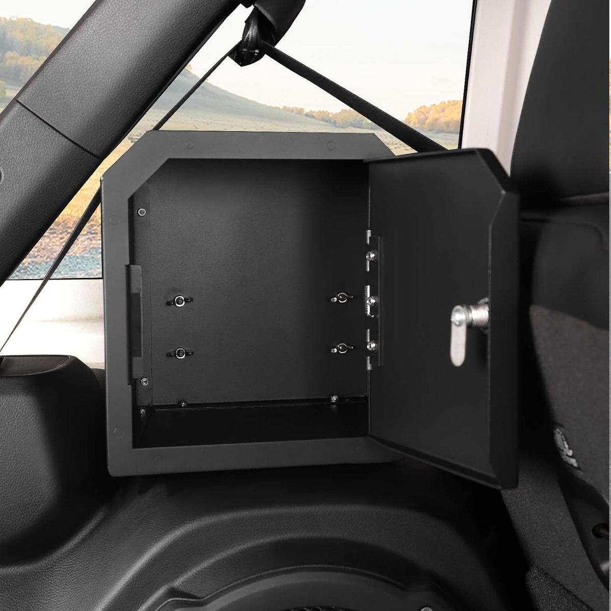 for 2024+ Jeep JLU Left Side Trunk Safe Box with Security Lock for Jeep Wrangler JLU 2024-Present 4DR Black Metal Storage Accessories