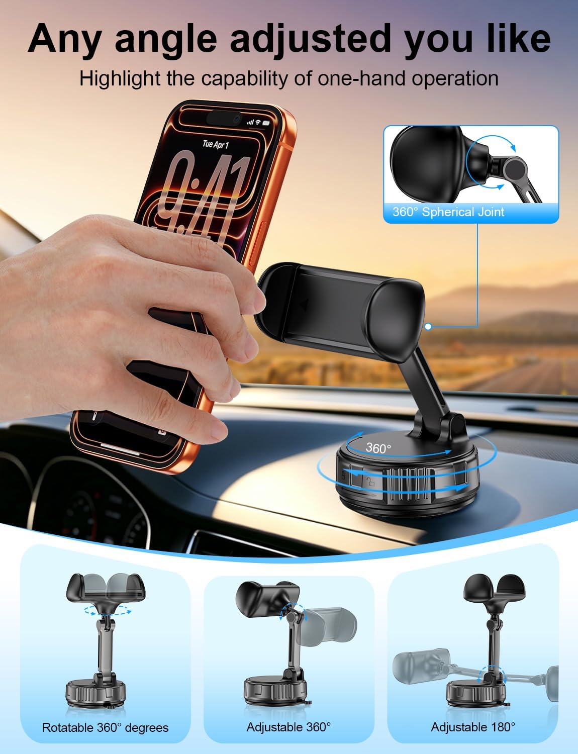 Strong Suction Phone Holders for Your Car, Vacuum Car Phone Holder Mount
