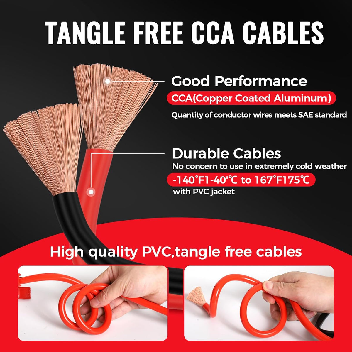 Jumper Cables 6Gauge 16 FT, Booster Cable for Car, Jumping Cables