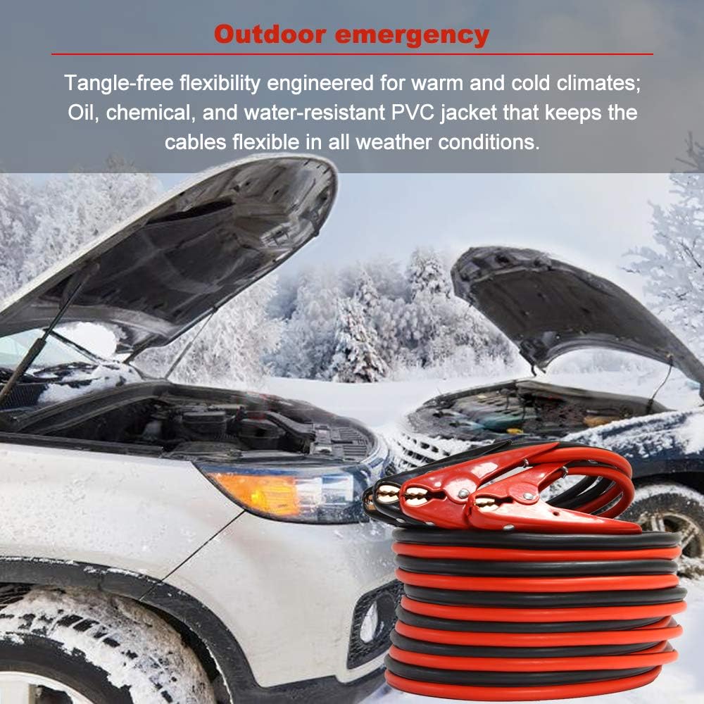 A ABIGAIL Heavy Duty Jumper Cables, Booster Cables 1 Gauge 800A 25 Ft Booster Jump Start Automotive Jumper Cables Kit for Car, SUV, and Trucks with Professional Clamps and Carrying Bag