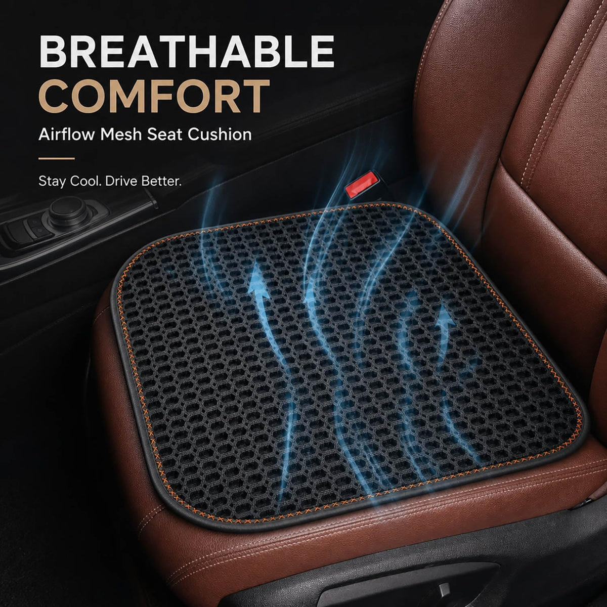 New Summer Cooling Ventilated Big Air Mesh Seat Cushion Pad for Car,Universal Breathable Vented Seat Cover Fits Car SUV Truck Van Pickup for Driving Seat(Black-SeatCushion-1Pcs)