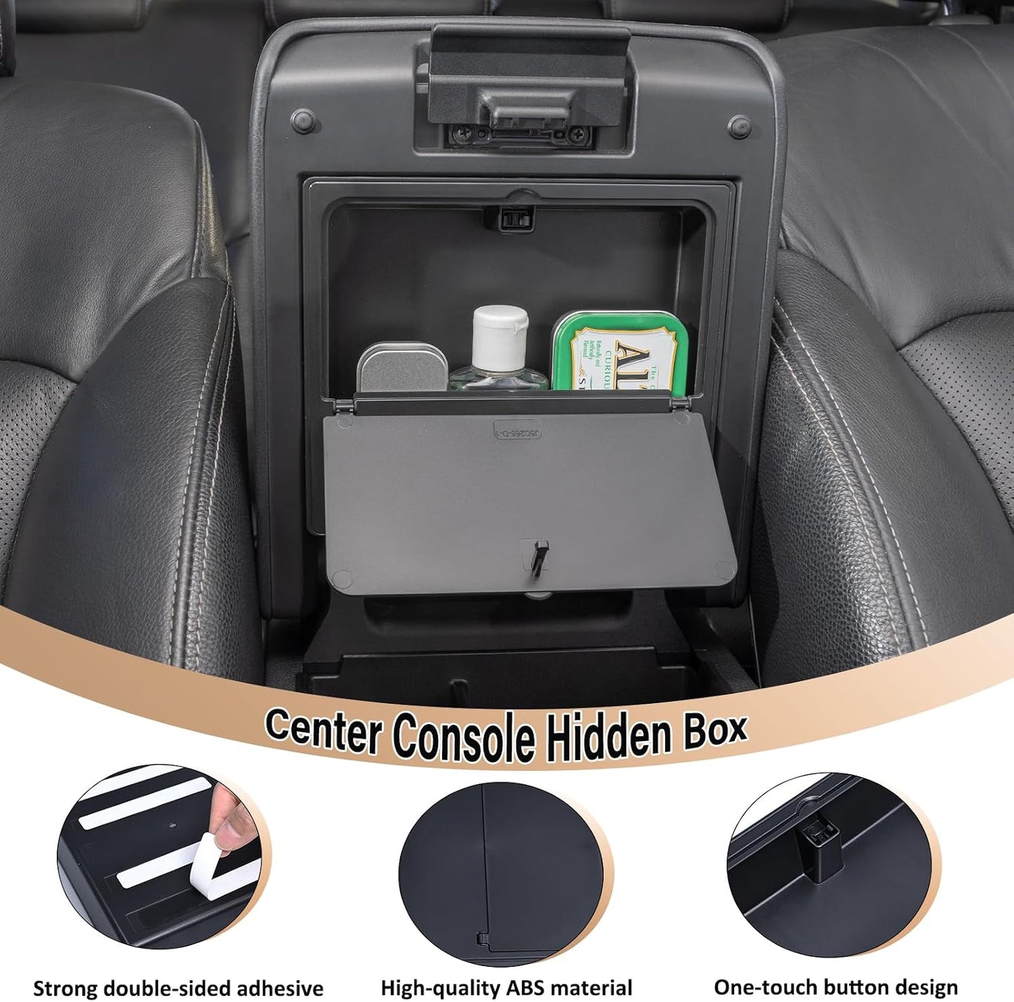 JKCOVER Center Console Hidden Organizer Compatible with Toyota 4Runner 2025 2026 Box Accessories Armrest Secret Compartment One-Touch Hidden Storage Box