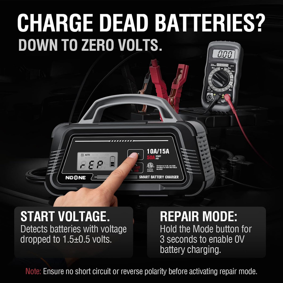 NOONE 10A/15A Smart Battery Charger - 6V/12V Fully Automatic Maintainer