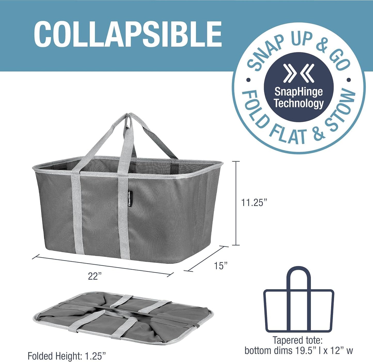 CleverMade Collapsible Milk Crate (Recycled) - 25L - Stone (3PK) and Collapsible Laundry Tote - Shadow Gray/Stone Gray (2PK) Bundle
