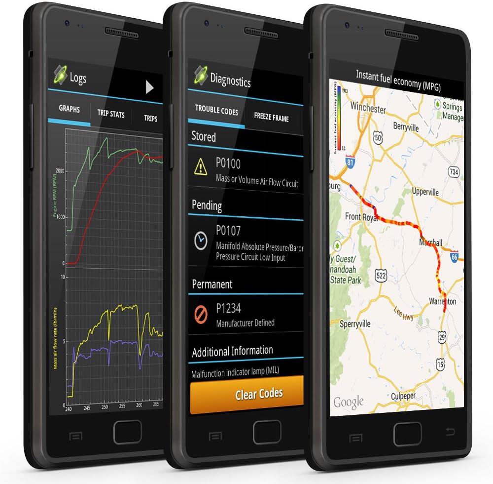 OBDLink LX Bluetooth 3.0 OBD2 Adapter for Motoscan, Torque, Hybrid Assistant (Android Only), OBD II Diagnostic Scanner
