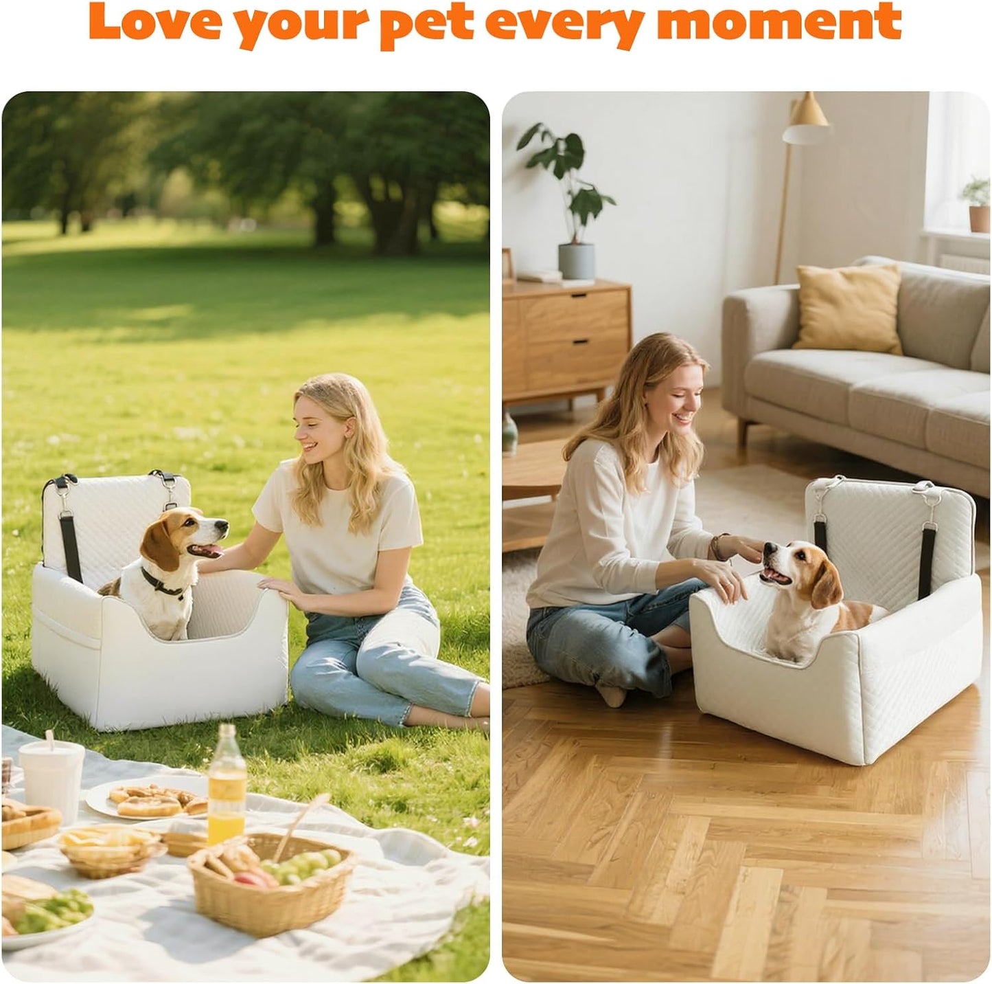 ALL GOOD PET SUPPLIES Dog Car Seat for Small/Medium Dogs Under 35lbs | Soft Memory Foam Booster Car Seat with Detachable Washable Cover and Cushion, Puppy Dog Car Bed