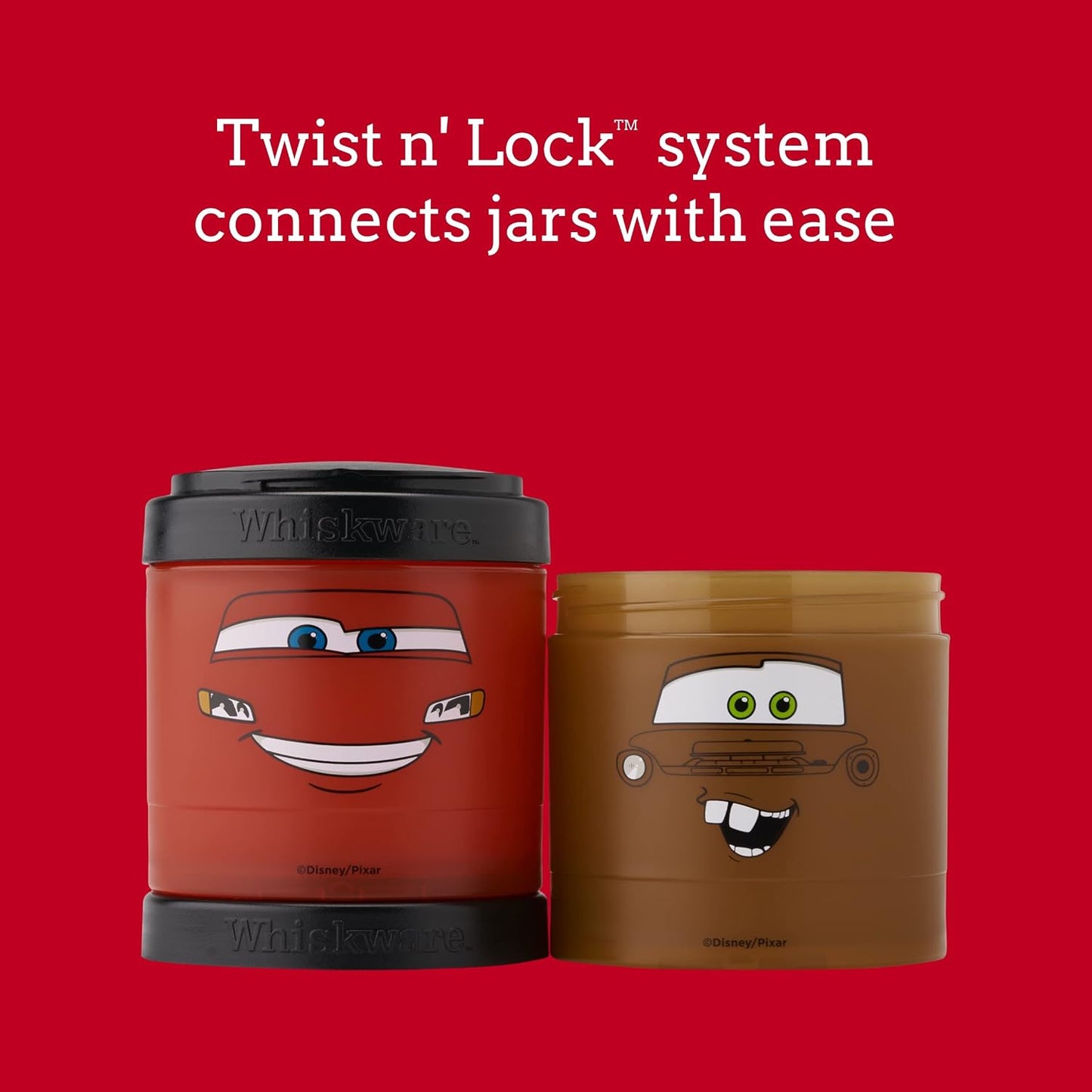Whiskware Disney Pixar Cars and Nemo Stackable Snack Containers, Set of 3 with 1/3 Cup, 1 Cup, and 1 Cup Jars