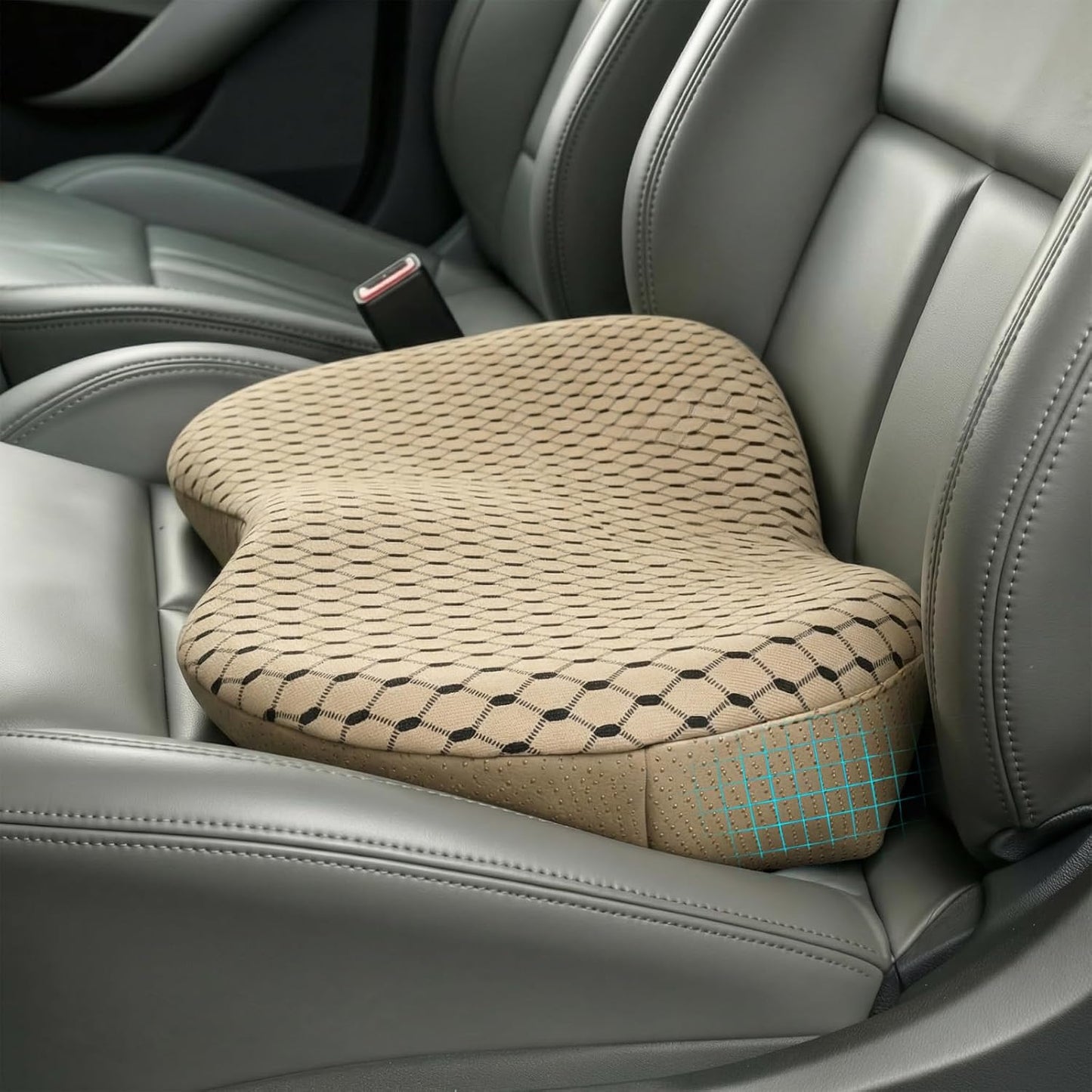 Livtribe Car Seat Cushion - Memory Foam Seat Pad for Sciatica & Lower Back Pain Relief - Driving Cushion with Breathable Mesh Cover - Road Trip Essentials for Drivers (3D Gray)