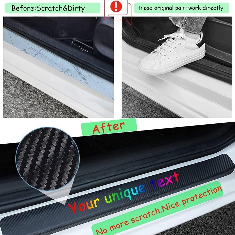 Car Door Sill Protector Custom Text/Logo Decal Carbon Fiber Sticker Entry Guard Universal 4D Vinyl Decorative Anti-Scratch
