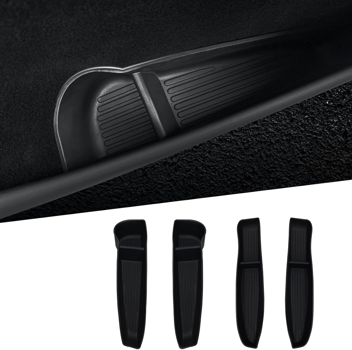Door Side Storage Box for Tesla Model Y Juniper Accessories 2026 2025, Front& Rear Door Pocket Inner Organizer Trays TPE Protector Liner for Model Y Juniper-Set of 4