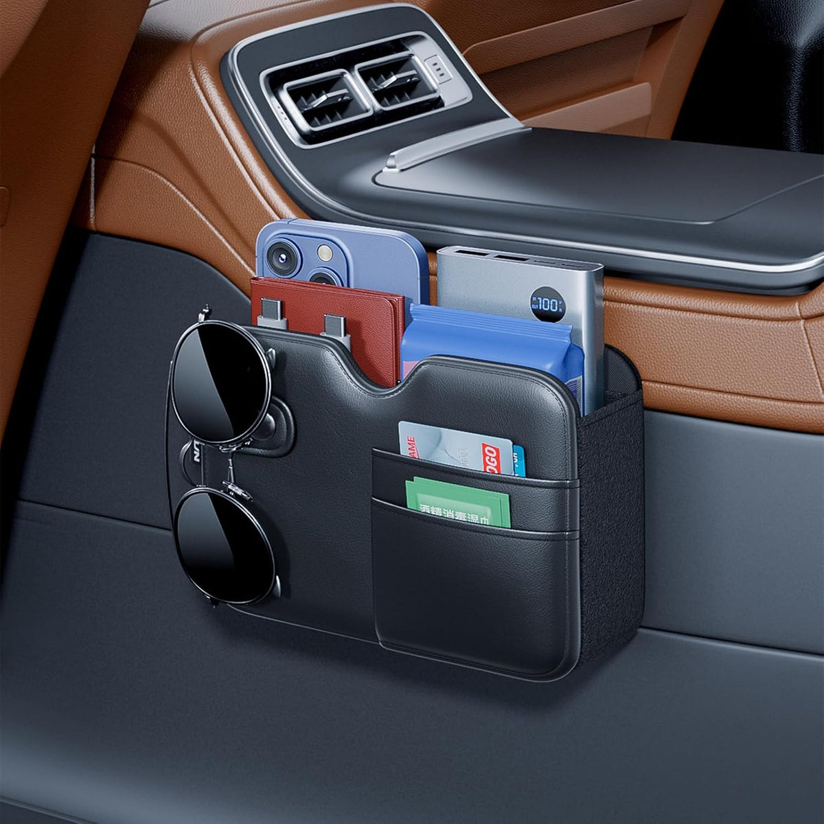 Tumecos Foldable Car Storage Box,Multifunctional Seat Back Organizer,Trash Can, Auto Door Side Pocket,Storage Bag,Car Accessories Organizer Box