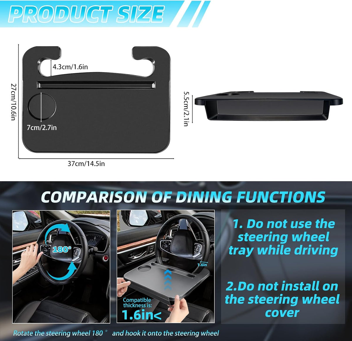 Compatible with Honda CR-V 2-in-1 Steering Wheel Tray Gap Storage Organizer