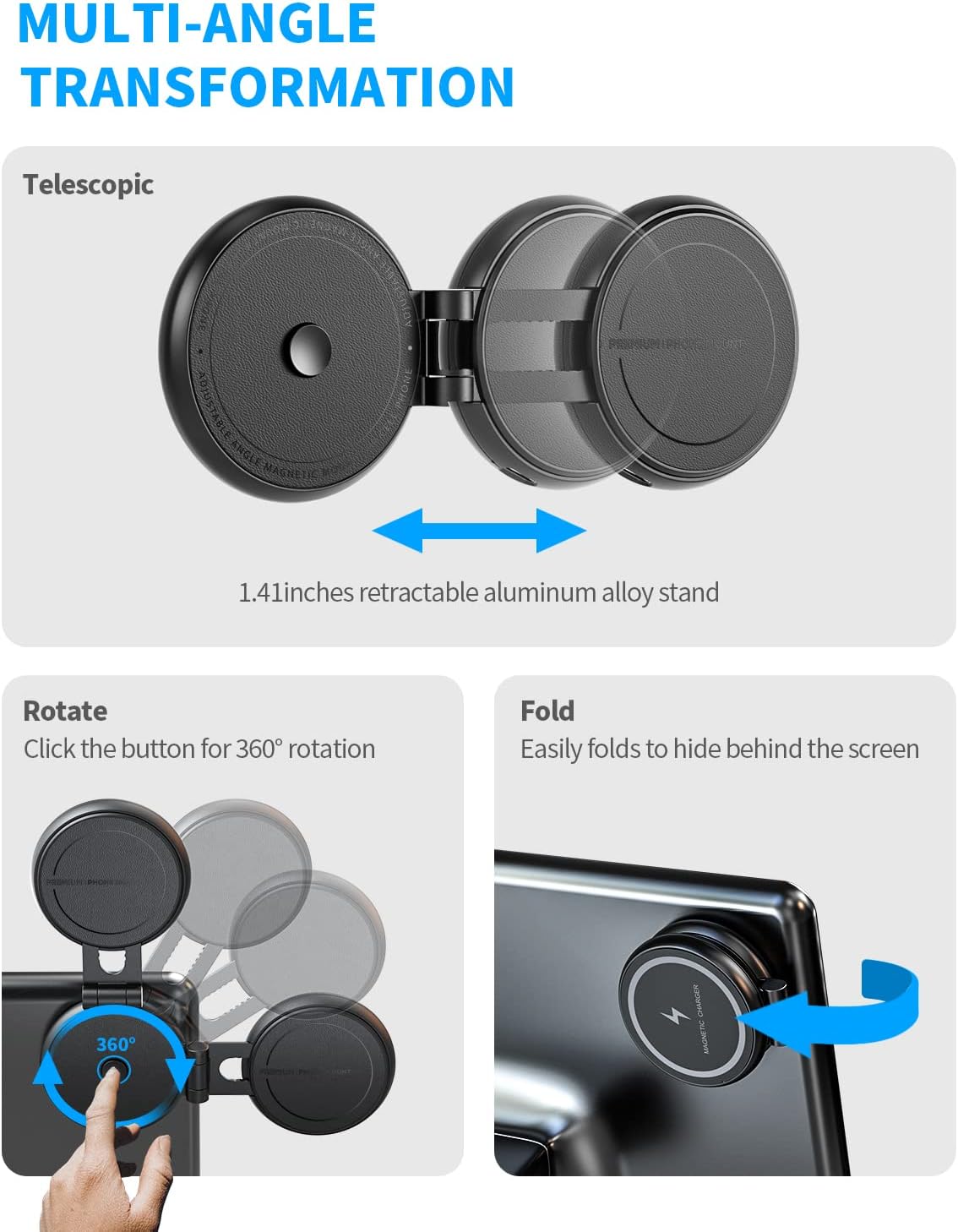 Fast Charging Wireless Car Charger Mount, Magnetic Foldable Car Phone Holder for Tesla Model 3/Y Designed for MagSafe Compatible with iPhone 12/13/14 Series