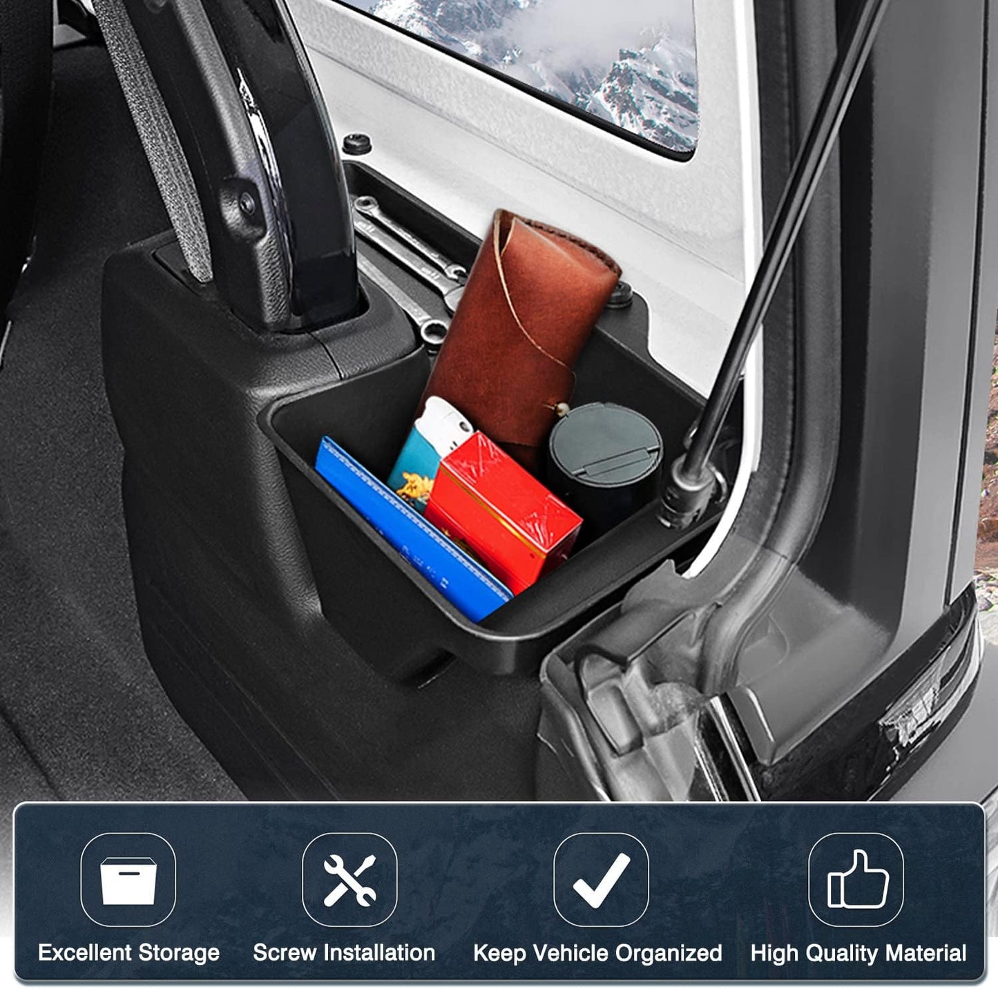 Rear Cargo Side Trunk Storage Box Tray Fit for Jeep Wrangler JL 2018-2023 Trunk Storage Tray Organizers Cargo Organizer Black 2PCS (NOT FIT 4XE)
