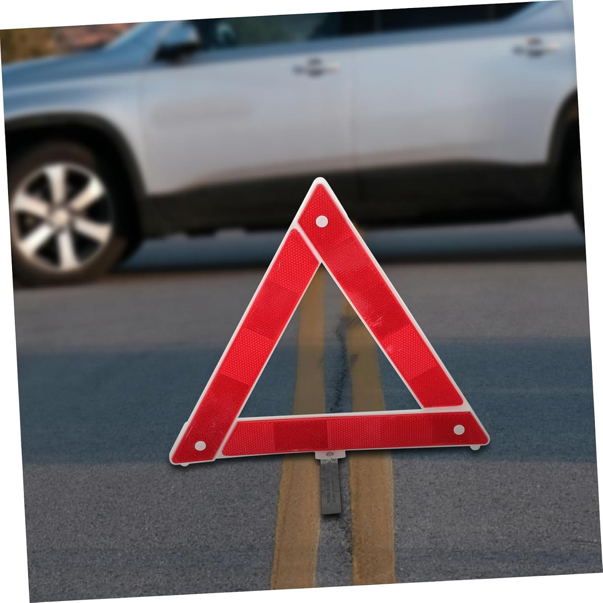 2pcs Foldable Reflective Safety Triangle Kit for Car Roadside Emergencies High Visibility Warning Sign with Sturdy Tripod Design Portable Road Warning Triangle for Vehicle Safety