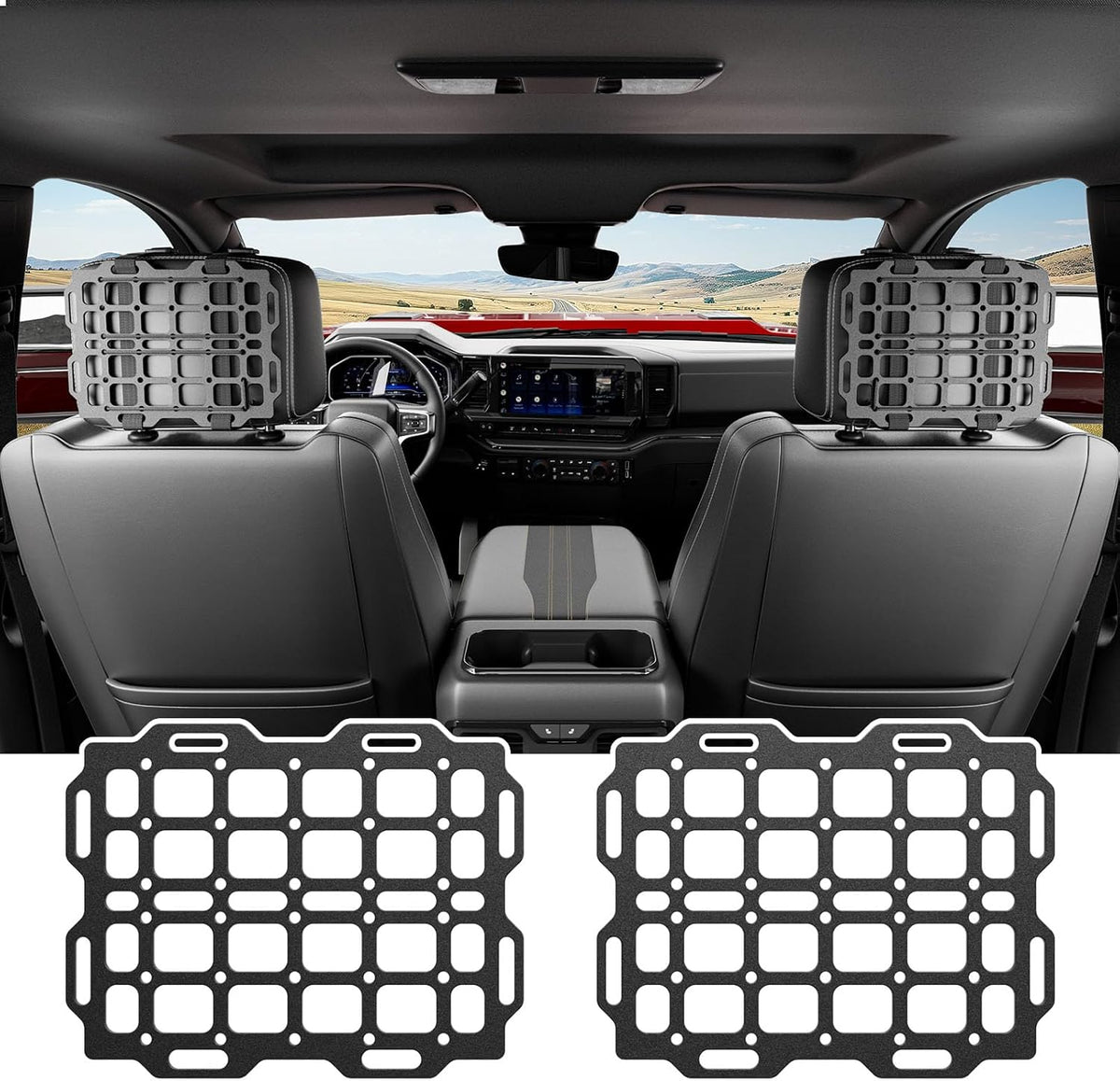 SZYANG 2PCS Headrest Organizer Molle Panel Compatible with Car Universal Gadget Holder Tactical Seat Back Organizer Replacement for Universal Vehicle Accessories
