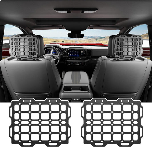 SZYANG 2PCS Headrest Organizer Molle Panel Compatible with Car Universal Gadget Holder Tactical Seat Back Organizer Replacement for Universal Vehicle Accessories