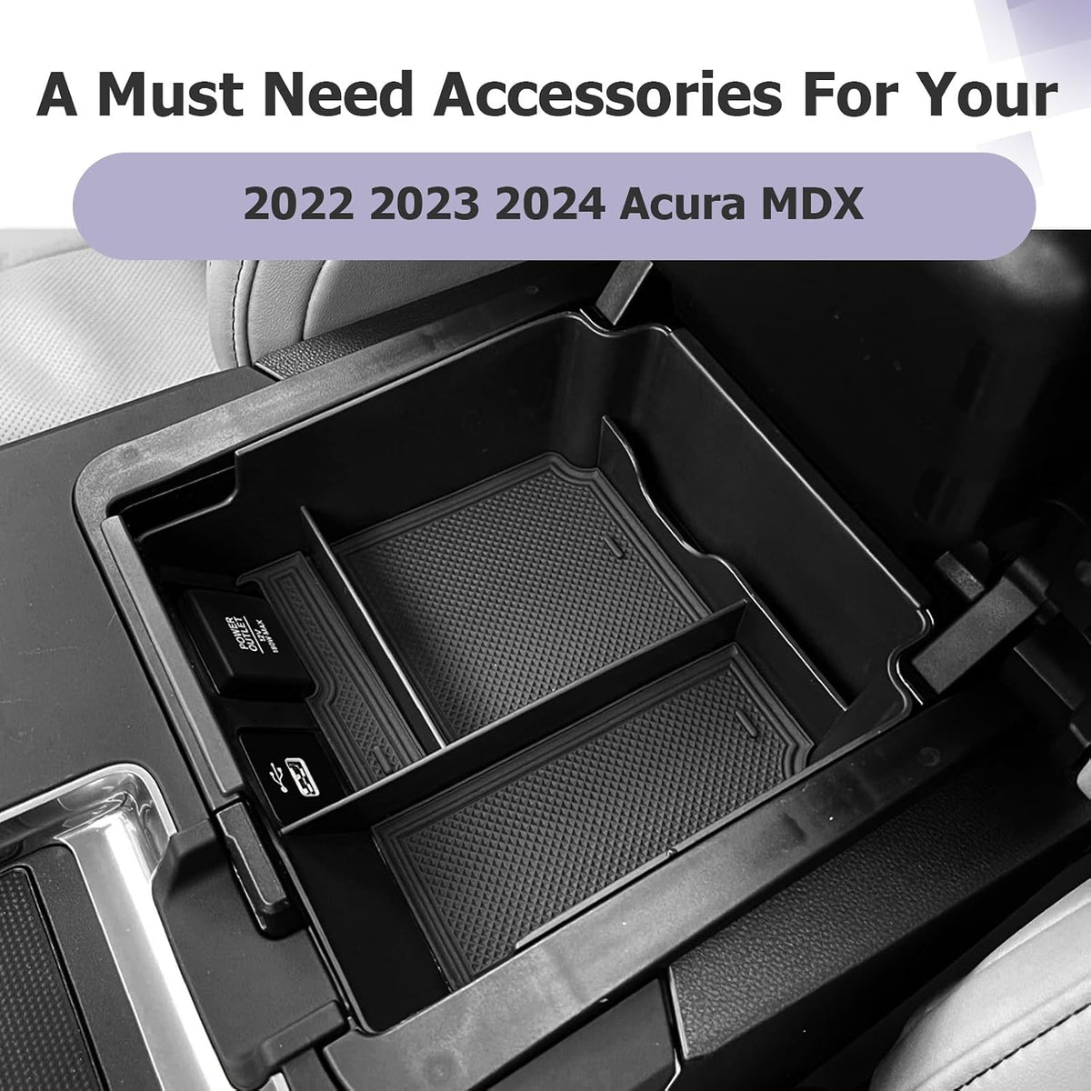 LUWU 2024 A cura MDX Center Console Organizer for 2022 2023 2024 A cura MDX Accessories Armrest Console Storage Box Insert Tray ABS Material Black (NOT FOR 2025 2026 Model)
