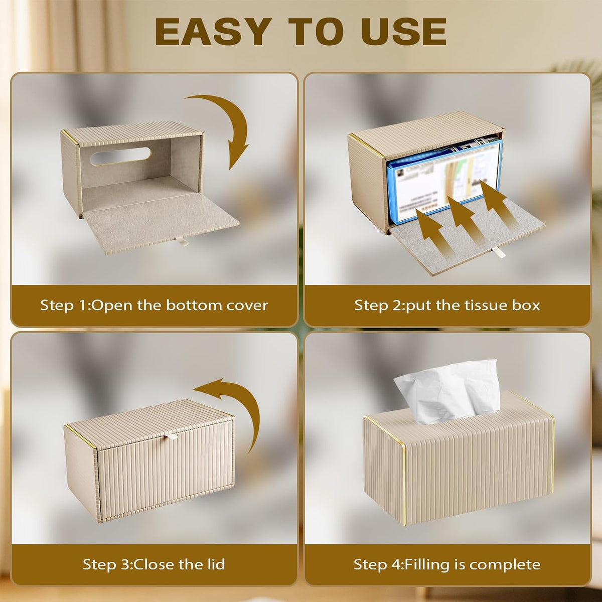 Tissue Box Cover Rectangle,Modern Tissue Box Holder for Home Office Car