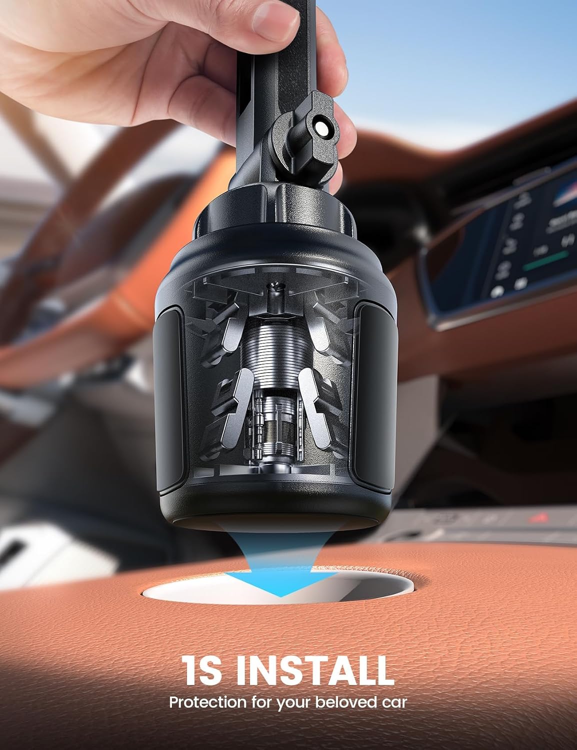 Cup Holder Phone Holder, [Easy Install] Adjustable Long Neck Cup Phone Holder for Car, [Sturdy & Durable] Universal Car Phone Holder for iPhone, Samsung, Google and All 4"-7" Smartphones