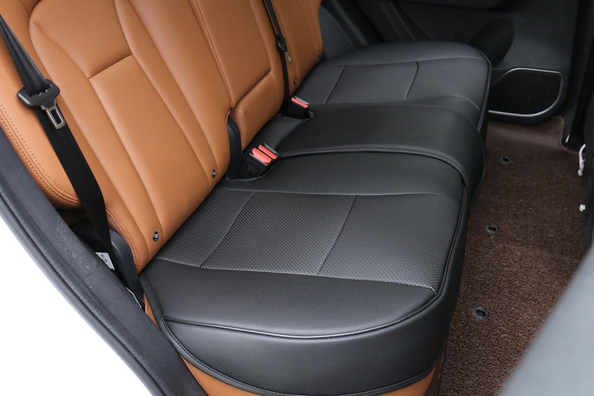 1 Pack PU Leather Car Rear Bench Seat Cover (Adjustable Length (49-55'') Back Seat Cover Car Seat Protector Rear Bottom Seat Cover Fits 90% of Car - Seat Bottom Only (Black - Rear seat)