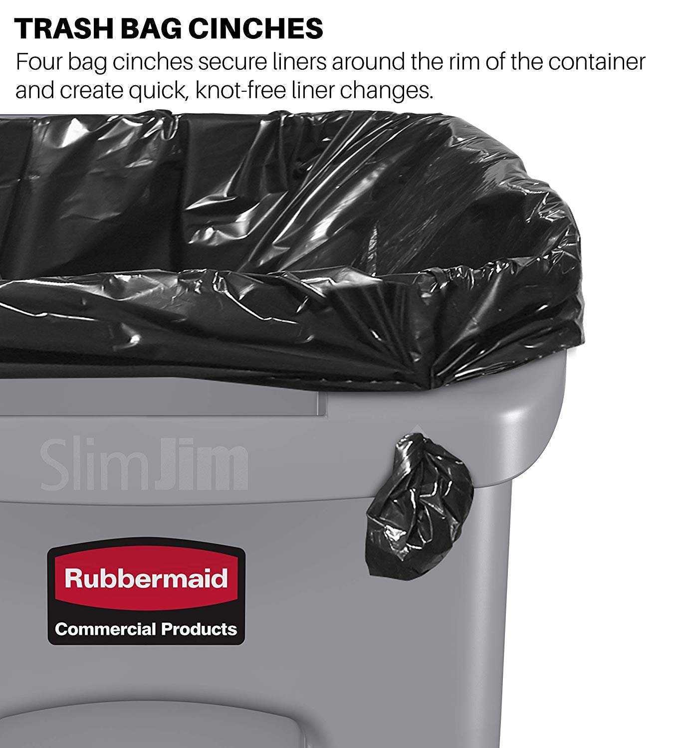 Rubbermaid Commercial Products Slim Jim Plastic Rectangular Trash/Garbage Can With Venting Channels, 23 Gal, Black, for Kitchen/Office/Workspace, Pack of 4