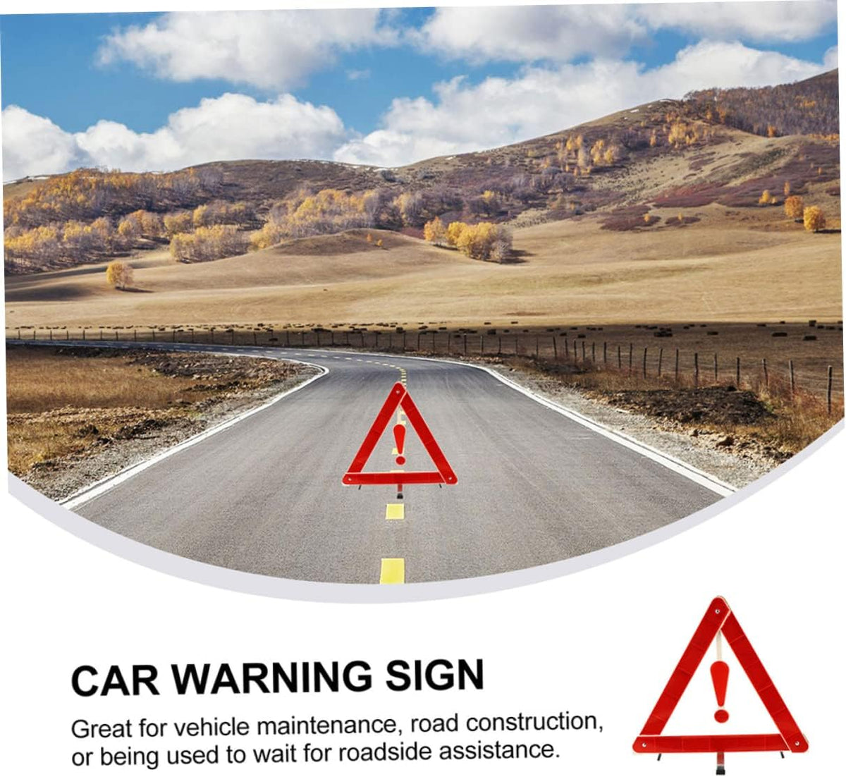 Triangle Warning Sign Foldable Plastic with Reflective Strips