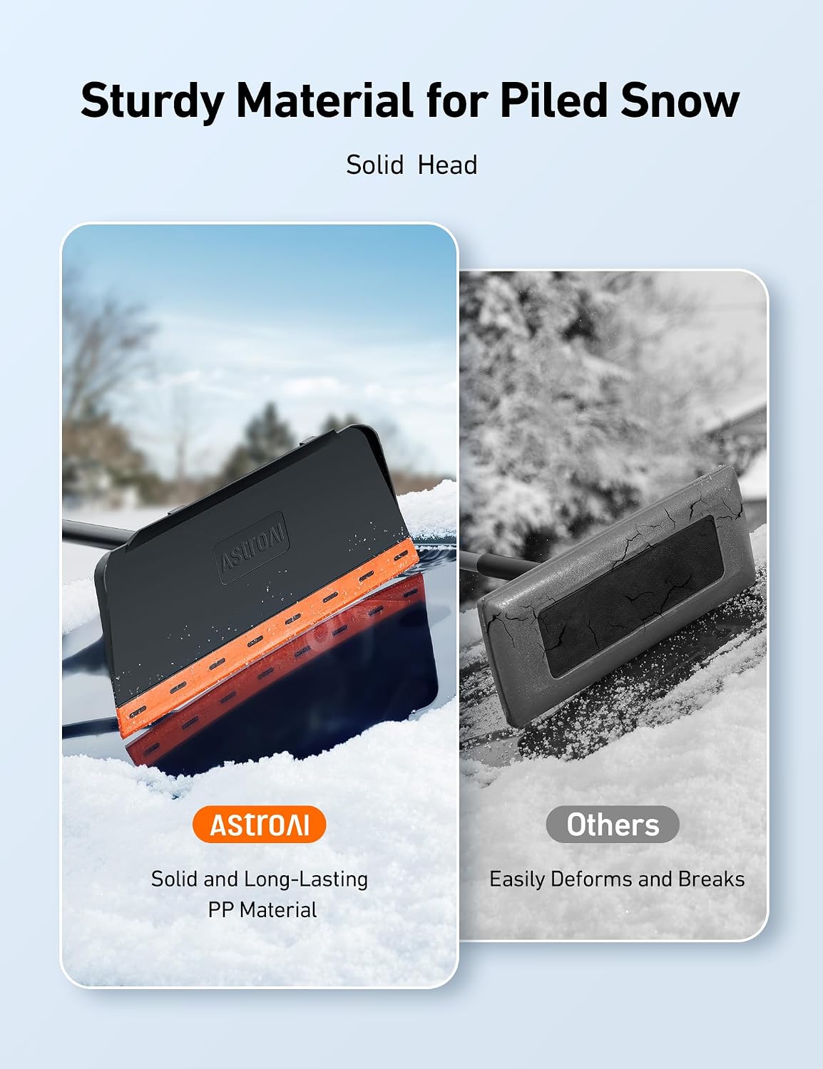 AstroAI 48" 2-in-1 Snow Scraper for Car Snow Broom and Detachable Ice Scraper with Non-Abrasive Silicone Head for Cars, Trucks, SUVs