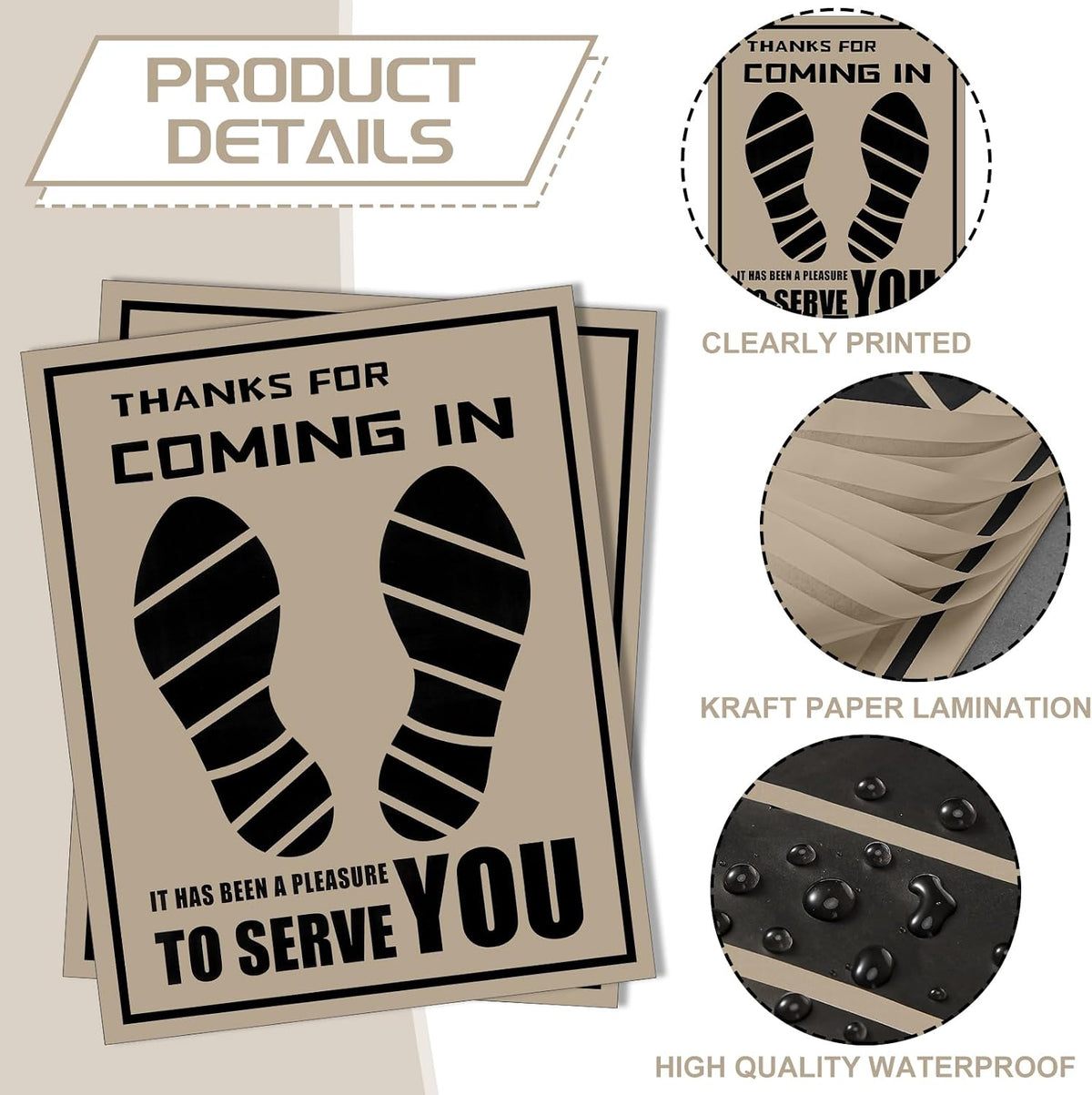 Frienda Paper Floor Mats Disposable Waterproof Car Pads,Brown,22 X 17 Inch