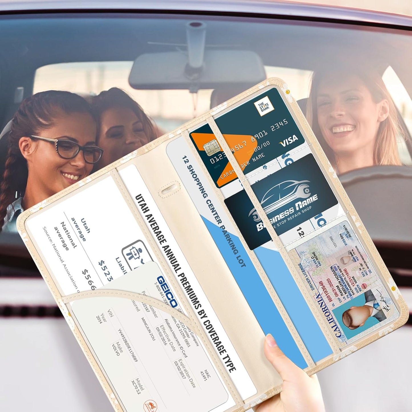 CoBak Car Registration and Insurance Holder | Vehicle Glove Box Organizer, Auto Truck Compartment Document Case with Magnetic Closure for Insurance &amp; Driver License