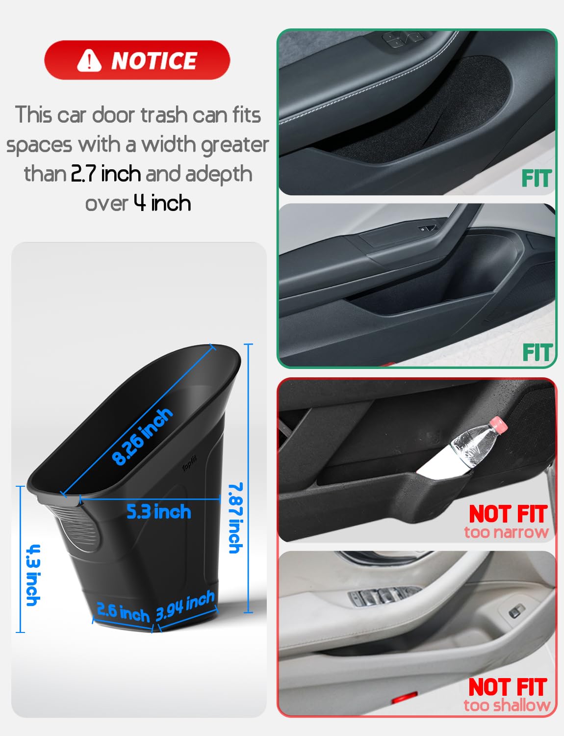 BMZX Car Trash Can Trash Bin, Mini Garbage Can Car Door TrashCan, Car Accessories for Interior Multifunctional Organizers and Storage, Home and Office