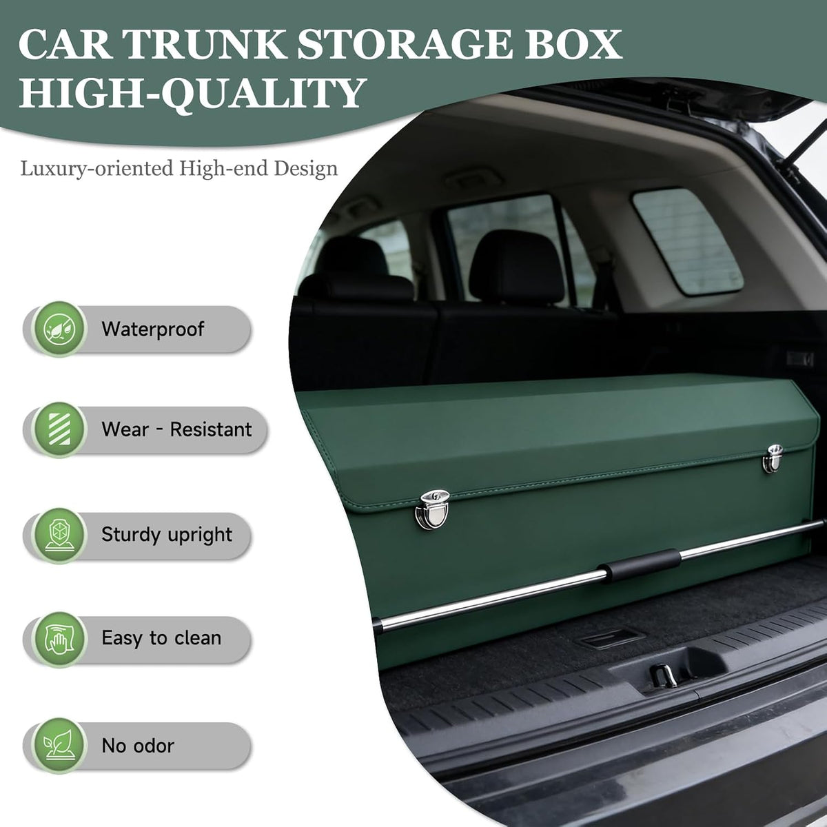 Car Trunk Organizer Leather Car Trunk Storage Organizer with Lid