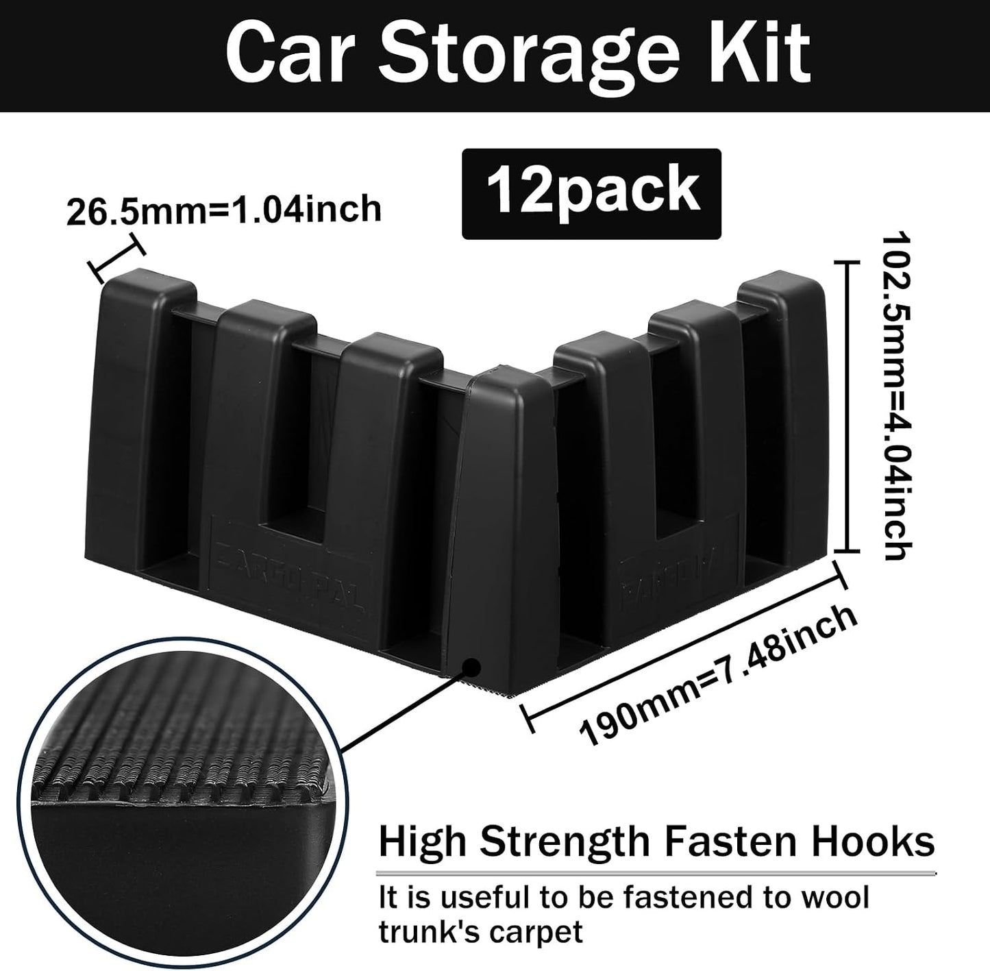 12 Pack Car Trunk Organizer Blocks for Back of SUV Multipurpose Car Storage Organizer Blocks Trunk Divider Available to Wool Carpet for Truck SUV Van Cargo