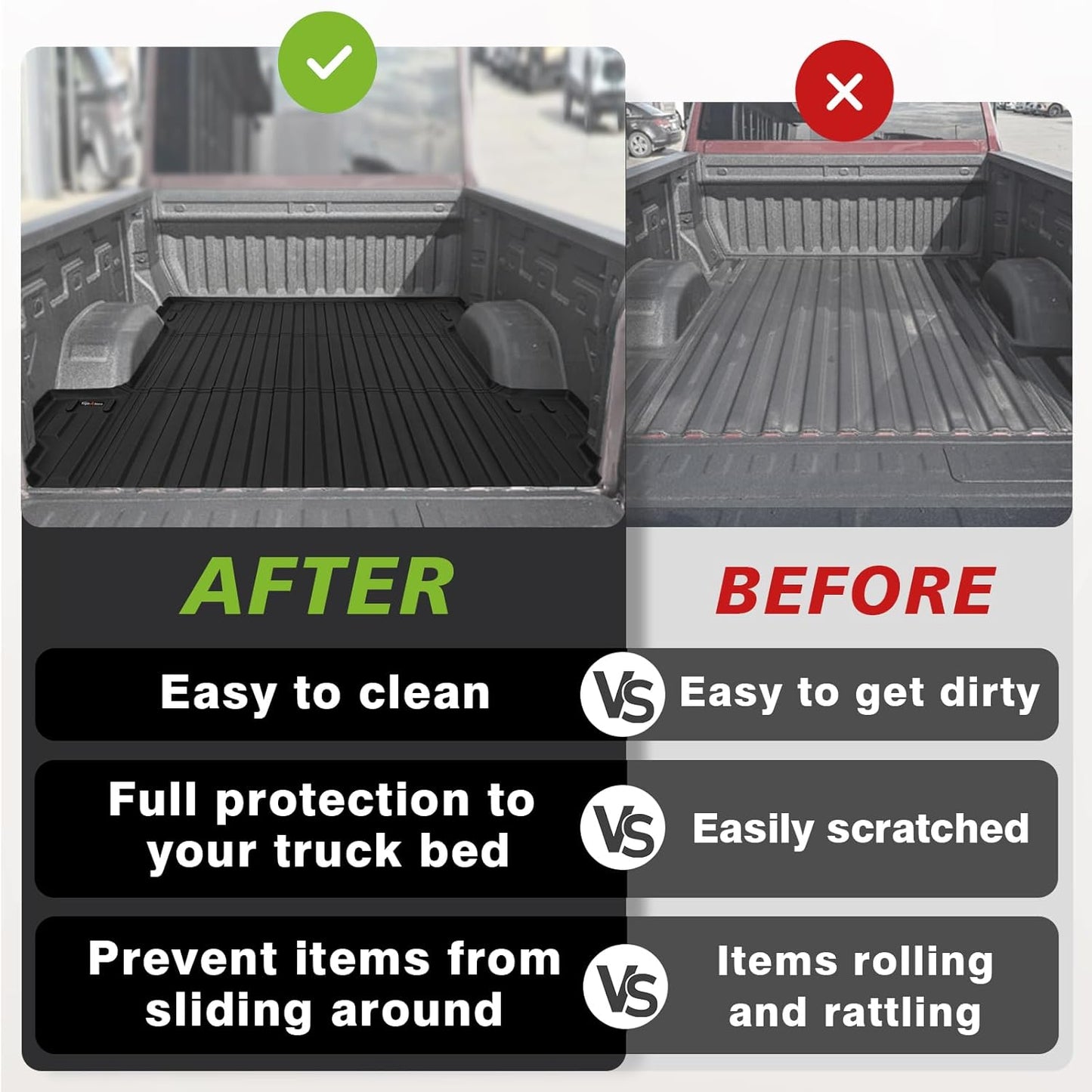 TripleAliners Truck Mat Compatible with 2019-2026 Chevy Silverado/GMC Sierra 1500 5.8FT Accessories, Truck Bed Mat Heavy Duty Custom Fit All Weather Protection TPE Pickup Bed Liner