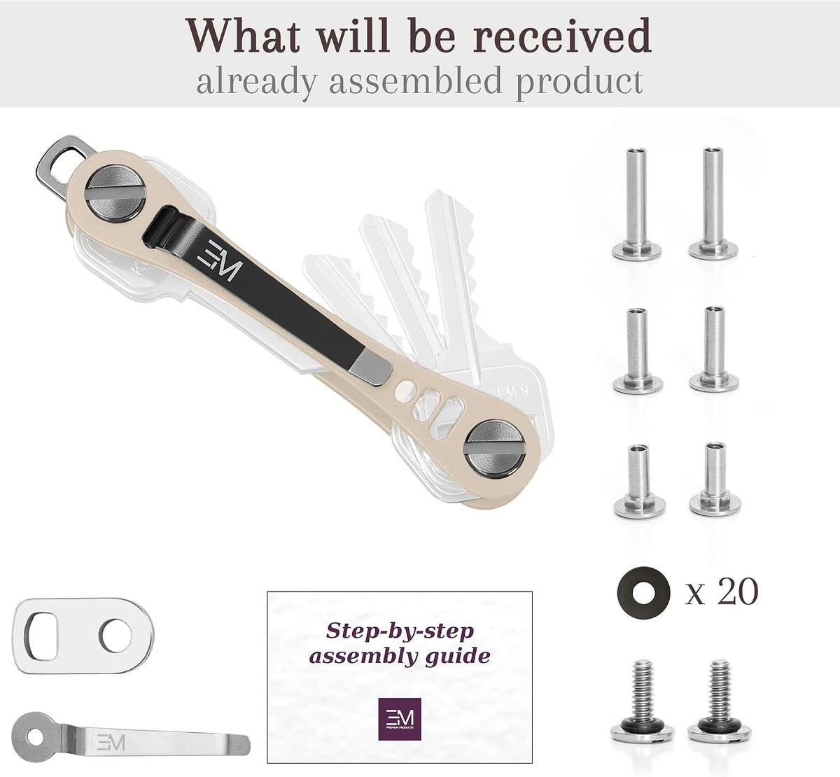 EM Compact Key Holder, Pocket Key Organizer, 14 Keys Key Bar