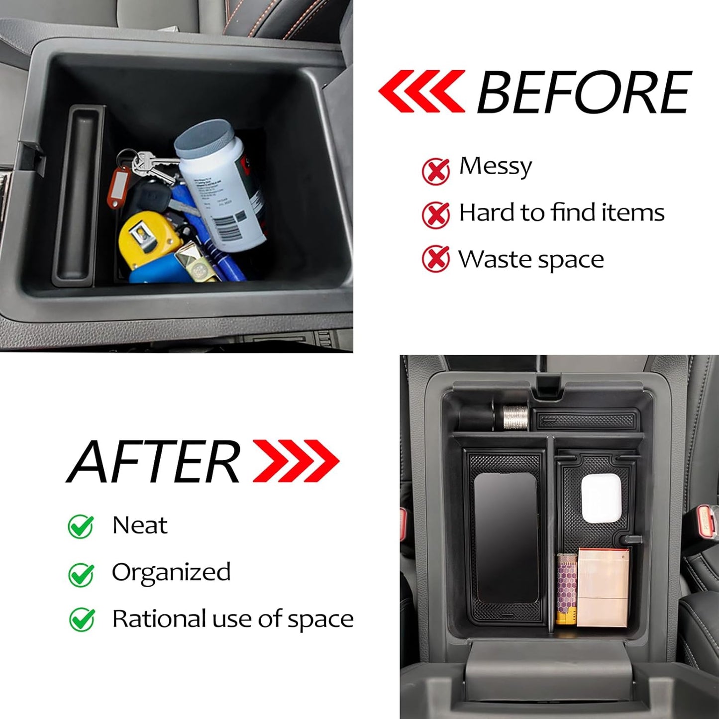 Center Console Organizer Tray Compatible with 2023-2026 Honda Pilot, 2024-2026 Honda Ridgeline/Passport Insert Storage Organizer Interior Divider Accessories (Armrest storage Tray)