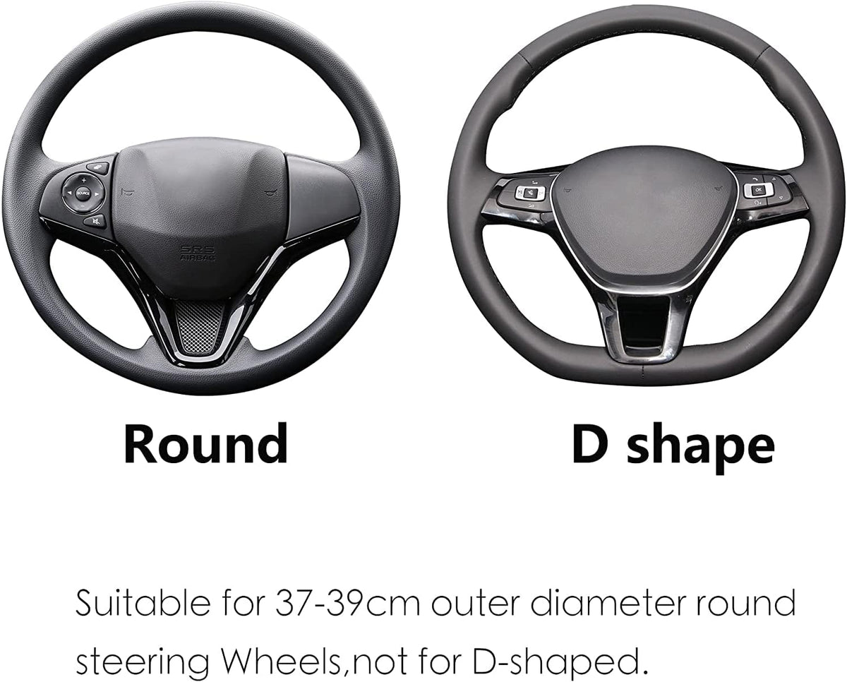 ALEMODR Brown Leather Steering Wheel Cover Universal 15 inch