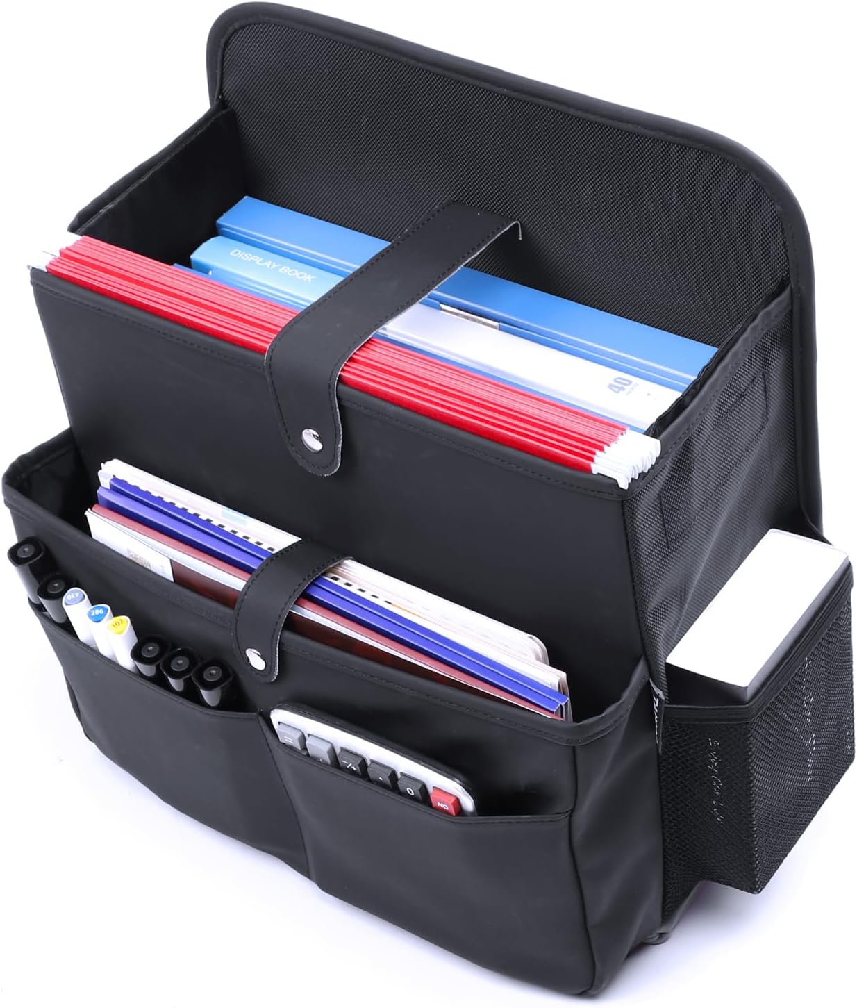 TAIKOO Front Seat Car Organizer Passenger Seat Organizer for Car Truck SUV | Leather Car Seat Organizer with Large 13.8" Pocket for Laptop Tablet File Folder, Hanging Backseat Storage for Vehicle