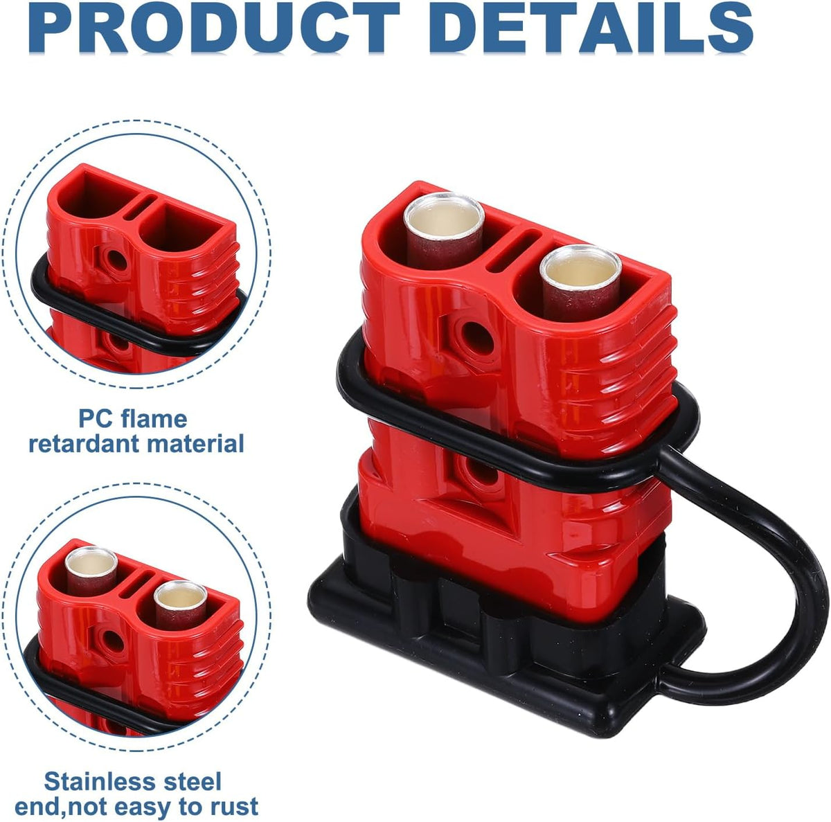 MECCANIXITY Battery Power Connector with Dust Cover,175A 1/0AWG,2AWG,4AWG Wire Harness Plug Connector Battery Quick Connect/Disconnect Jumper Cable Plug for Winch Auto Car,Red,2Set