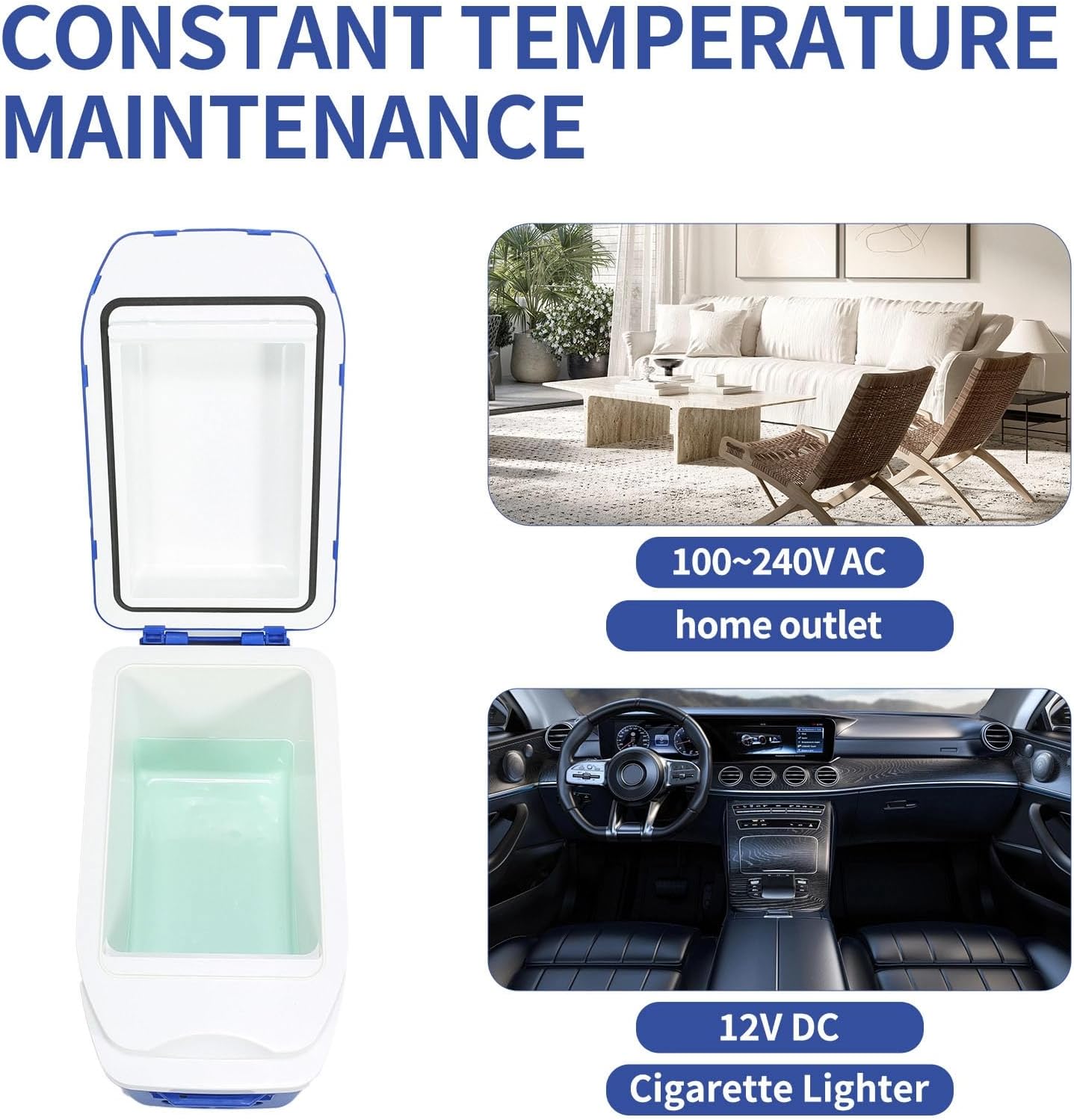 Car Refrigerator 7 Quart (7L) Electric Cooler Warmer 13°F~149°F 12V DC 100 240V AC Portable Mini Freezer Small Fridge for Truck Van RV SUV Travel Coolers & Refrigerators