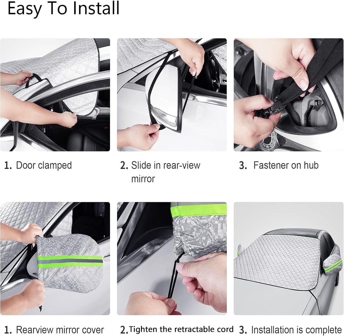 Car Windshield Cover for Ice and Snow Kit,Snow Cover with Side Mirrors Covers,Waterproof Frost Cover for Cars, SUVs, Trucks,Secure Fit Windproof Covers Winter Car Accessories (71"x43")
