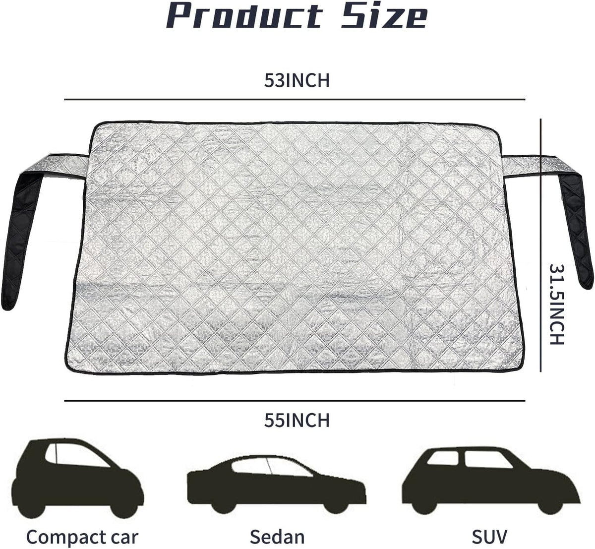 jeseny Pack-1 Rear Windshield Snow Cover, Back Window Frost Cover Offers Complete Protection from Snow, Ice and Other Winter Debris, Fits for Most SUVs/Vans (Silver#XD006/55"*31.5")