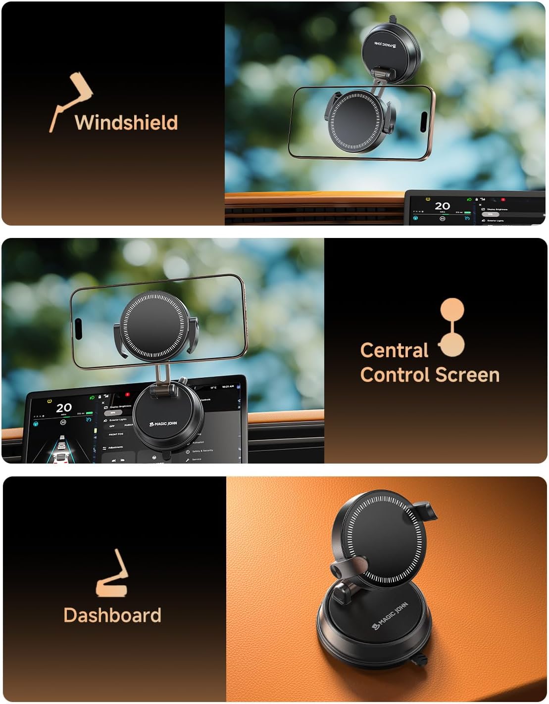 MAGIC JOHN for Magsafe Car Mount, Magnetic Phone Holder for Car