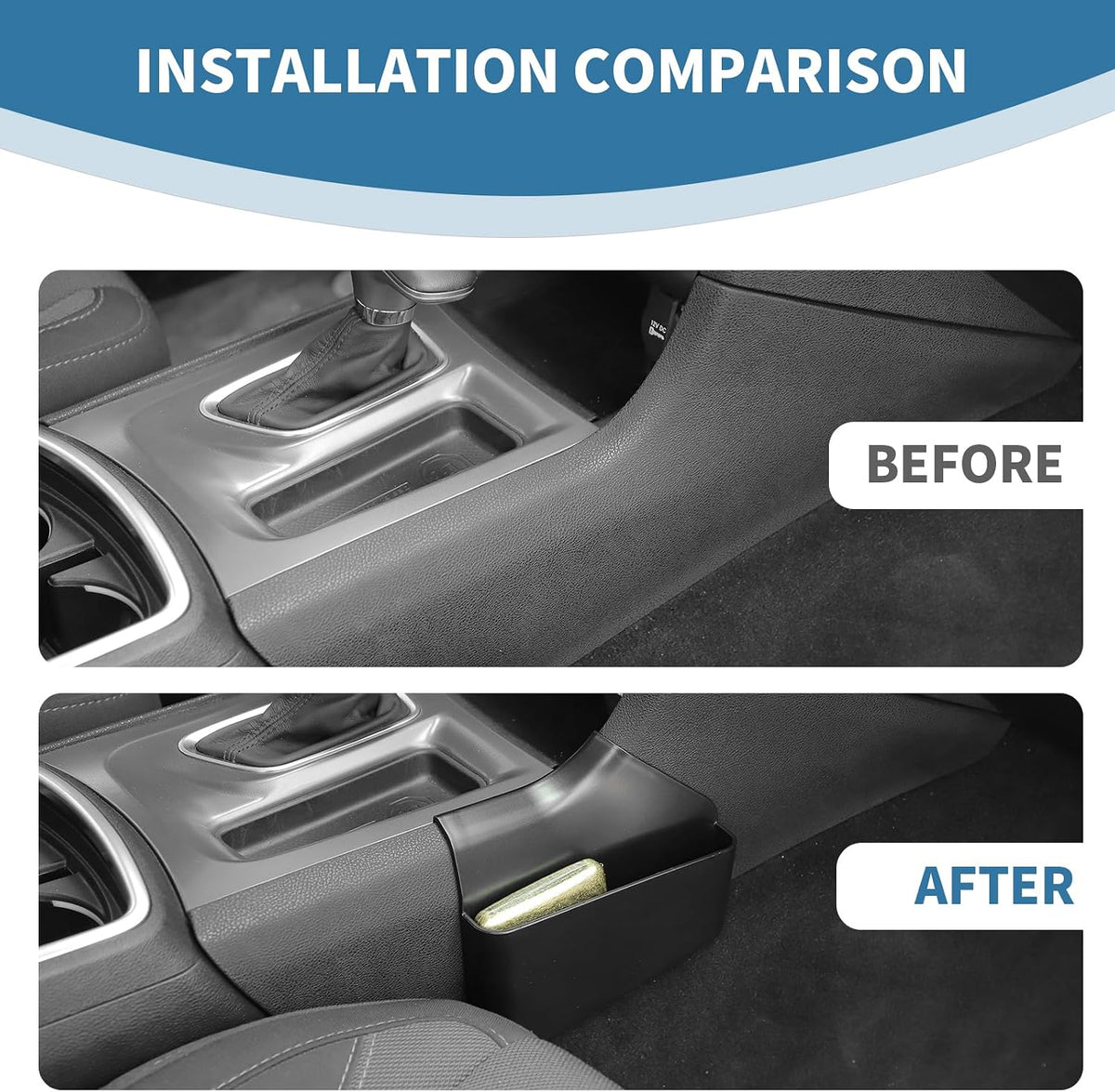 for Charger Center Console Shifter Tray Pockets for Dodge Charger 2015 up Extra Storage Accessories Black 2pcs