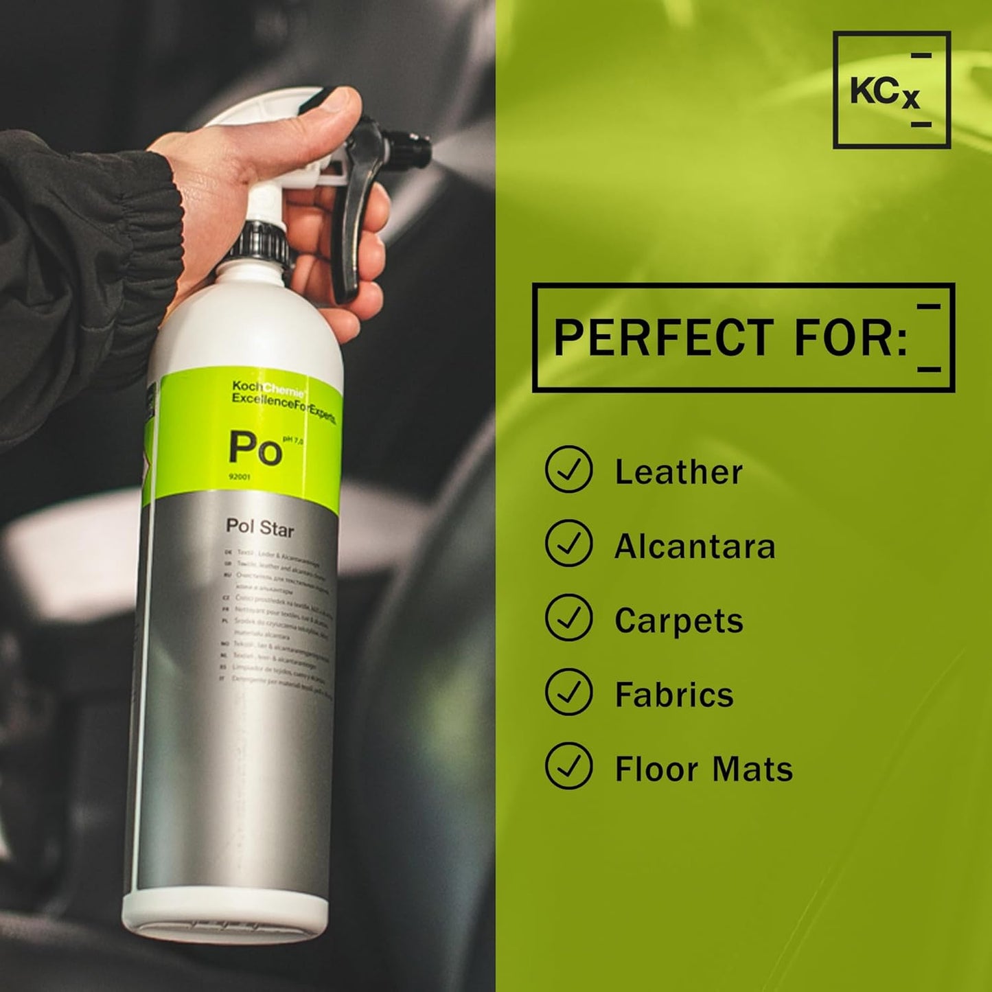 KOCHCHEMIE Pol Star - Vehicle Leather & Suede Cleaner; Effective Natural Vehicle Cleaner with Protection Formula; Cleans and Protects Cars Without Leaving Water Marks (1 Liter)